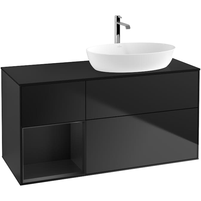 Tvättställsskåp Villeroy & Boch Finion med 3 Lådor Hylla och Bänkskiva för Ocentrerat Tvättställ från Artis & Collaro