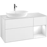 Tvättställsskåp Villeroy & Boch Finion med 3 Lådor Hylla och Bänkskiva för Ocentrerat Tvättställ från Artis & Collaro