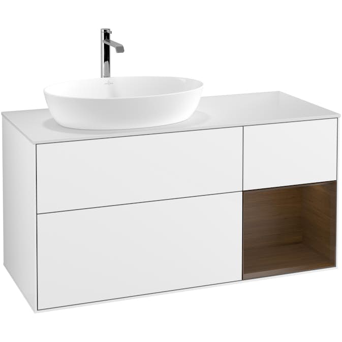 Tvättställsskåp Villeroy & Boch Finion med 3 Lådor Hylla och Bänkskiva för Ocentrerat Tvättställ från Artis & Collaro