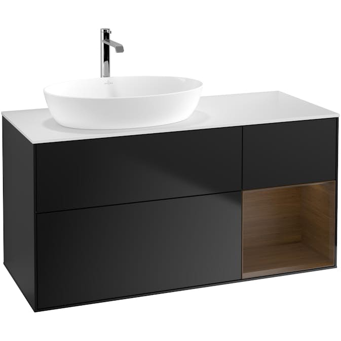 Tvättställsskåp Villeroy & Boch Finion med 3 Lådor Hylla och Bänkskiva för Ocentrerat Tvättställ från Artis & Collaro