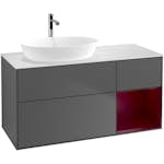 Tvättställsskåp Villeroy & Boch Finion med 3 Lådor Hylla och Bänkskiva för Ocentrerat Tvättställ från Artis & Collaro