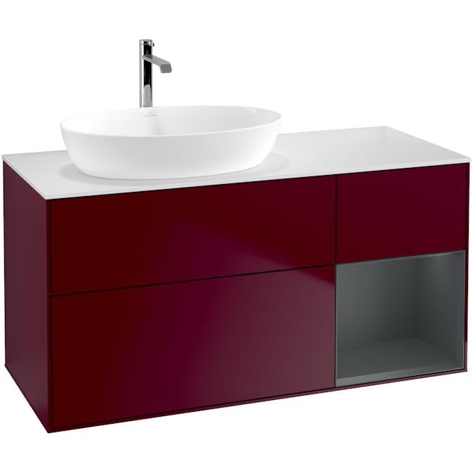 Tvättställsskåp Villeroy & Boch Finion med 3 Lådor Hylla och Bänkskiva för Ocentrerat Tvättställ från Artis & Collaro