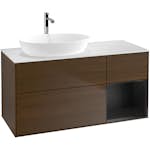 Tvättställsskåp Villeroy & Boch Finion med 3 Lådor Hylla och Bänkskiva för Ocentrerat Tvättställ från Artis & Collaro