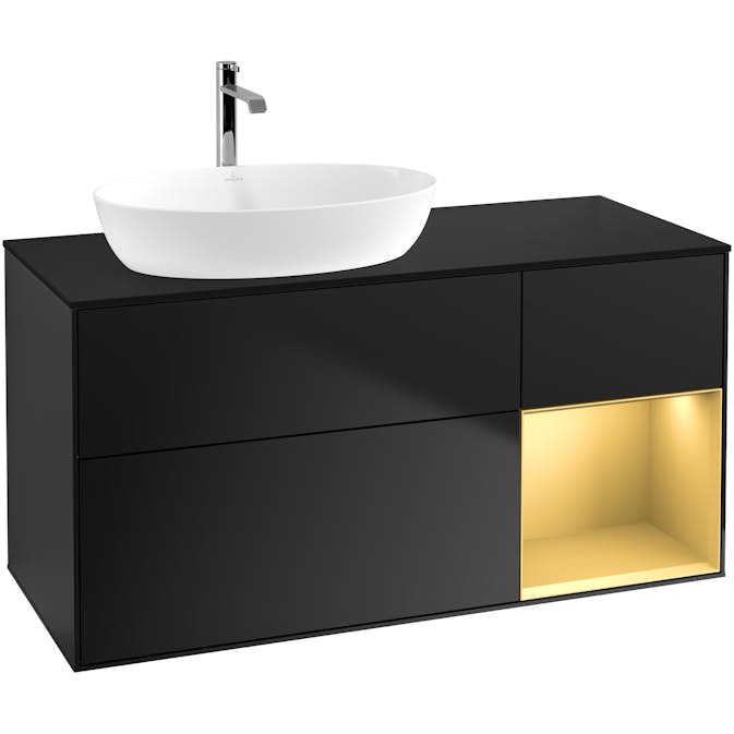 Tvättställsskåp Villeroy & Boch Finion med 3 Lådor Hylla och Bänkskiva för Ocentrerat Tvättställ från Artis & Collaro