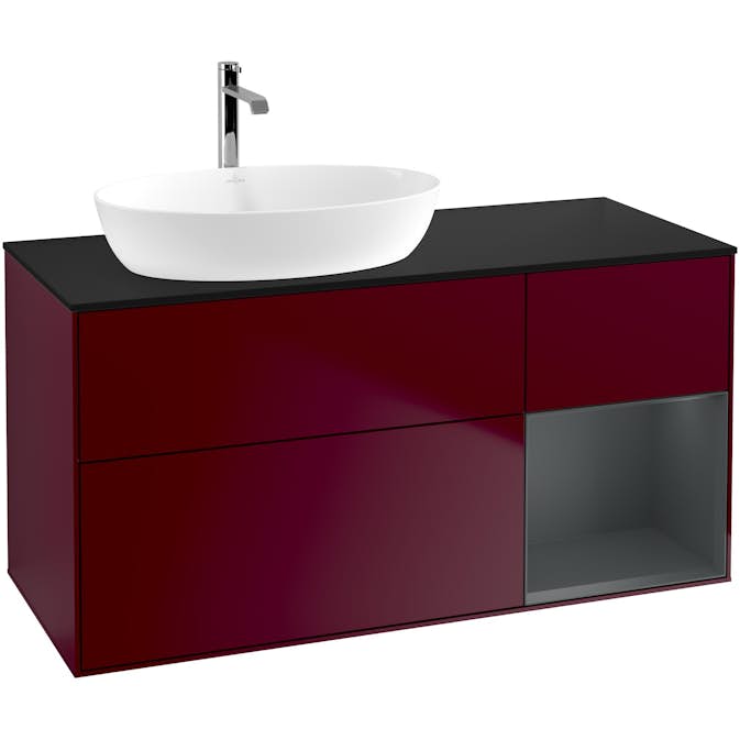 Tvättställsskåp Villeroy & Boch Finion med 3 Lådor Hylla och Bänkskiva för Ocentrerat Tvättställ från Artis & Collaro