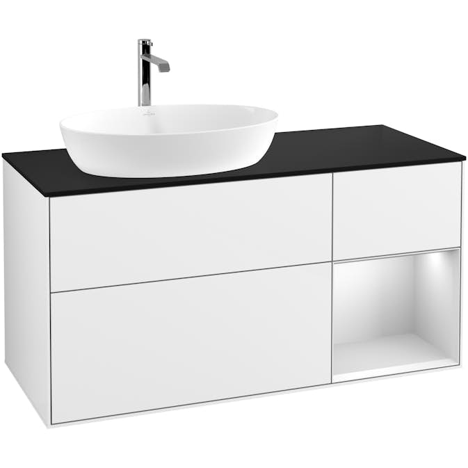 Tvättställsskåp Villeroy & Boch Finion med 3 Lådor Hylla och Bänkskiva för Ocentrerat Tvättställ från Artis & Collaro