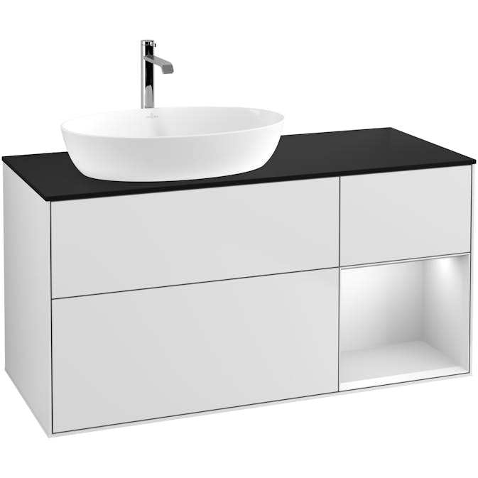 Tvättställsskåp Villeroy & Boch Finion med 3 Lådor Hylla och Bänkskiva för Ocentrerat Tvättställ från Artis & Collaro