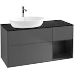 Tvättställsskåp Villeroy & Boch Finion med 3 Lådor Hylla och Bänkskiva för Ocentrerat Tvättställ från Artis & Collaro