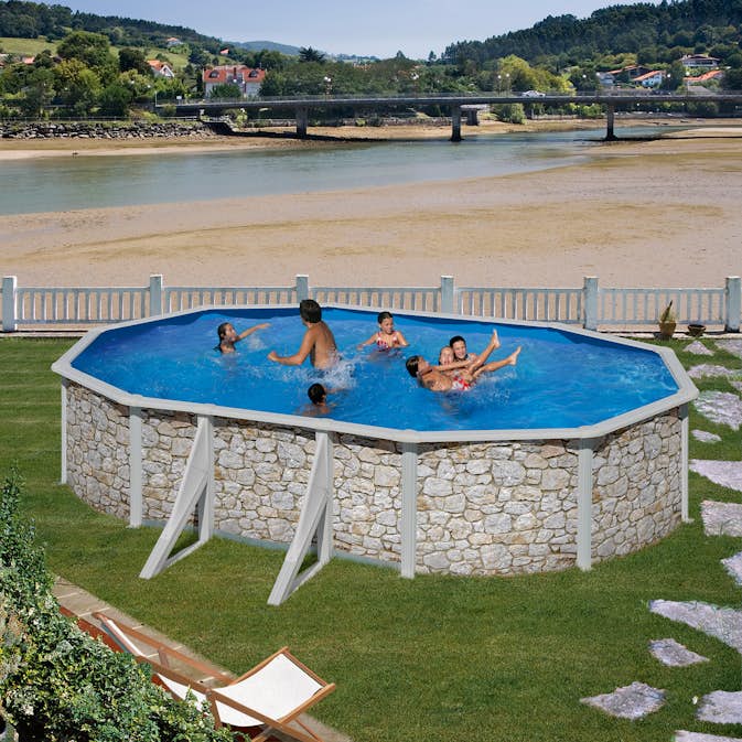 Poolset i stenimitation Planet Pool Oval