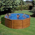 Poolset i träimitation Planet Pool Rund