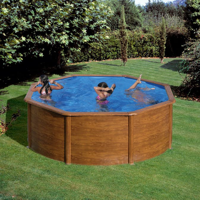 Poolset i träimitation Planet Pool Rund