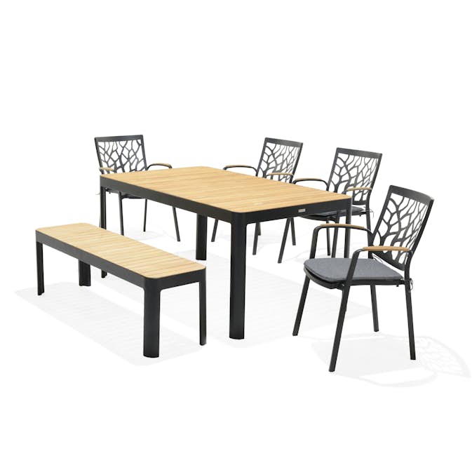 Matgrupp LifestyleGarden Portals 160 cm med 4 Tree Stolar och Bänk