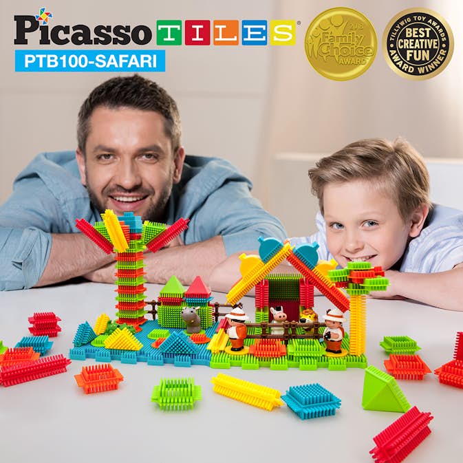 Byggbitar Picasso Tiles Bristle Blocks 100 Bitar Safari
