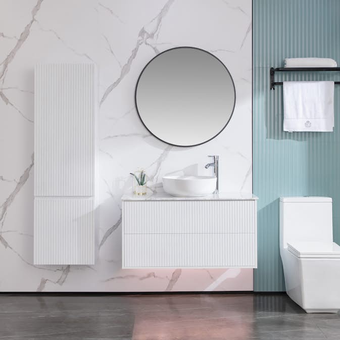 Tvättställsskåp Bathlife Förtjust Vit Bredd: 1000 mm Outlet
