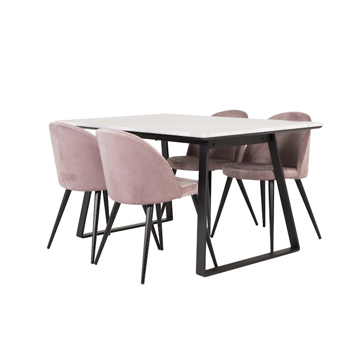 Matgrupp Venture Home Estelle 140 med 4 Valentina Stolar Sammet