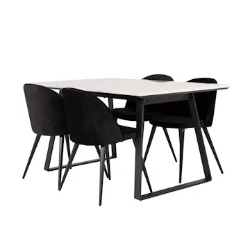 Matgrupp Venture Home Estelle 140 med 4 Valentina Stolar Sammet