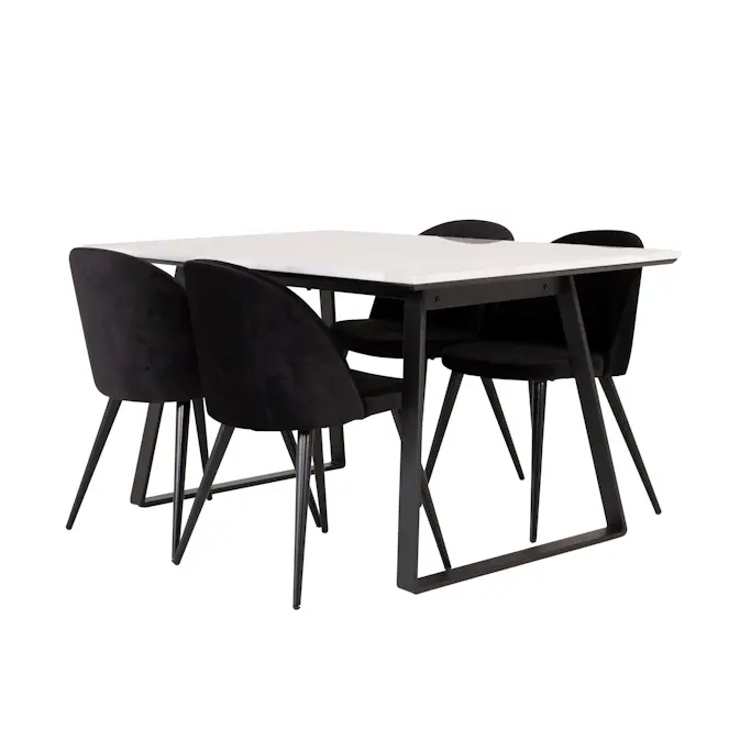 Matgrupp Venture Home Estelle 140 med 4 Valentina Stolar Sammet