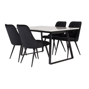 Matgrupp Venture Home Estelle 140 med 4 Vera Stolar Sammet