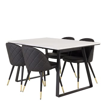 Matgrupp Venture Home Estelle 140 med 4 Valentina Stolar Läder