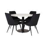 Matgrupp Venture Home Roxanna Vit Bord med 4 Vera Stolar Sammet