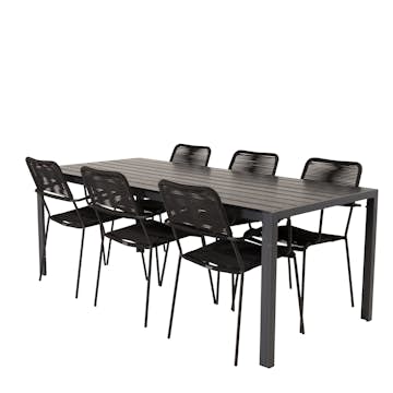 Matgrupp Utomhus Venture Home Bront 205/90 med 6 Leon KarmTrädgårdsstolar