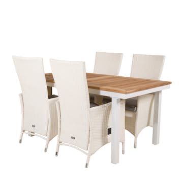 Matgrupp Utomhus Venture Home Perla 160/240 med 4 Pishi Trädgårdsstolar