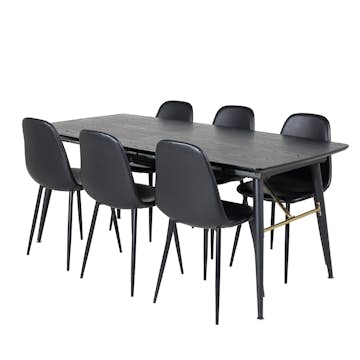 Matgrupp Venture Home Guld med 6 Pobbie Stolar Konstläder