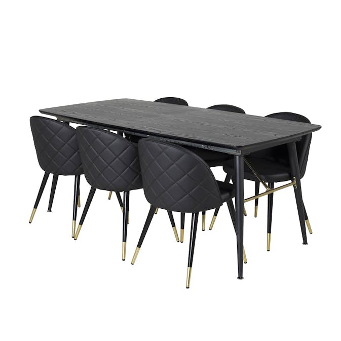 Matgrupp Sky Furniture Guld med 6 Valentina Stolar Konstläder