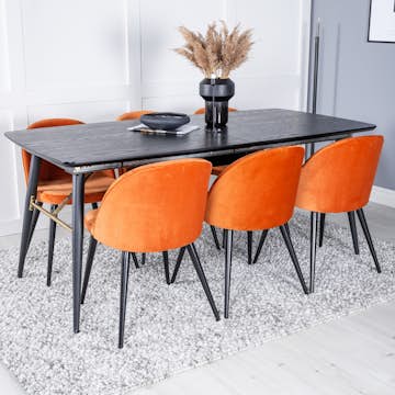 Matgrupp Venture Home Gold med 6 Velvet Stolar