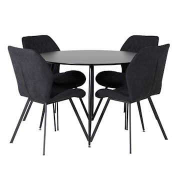 Matgrupp Venture Home Silvia med 4 Geneva Stolar Runt