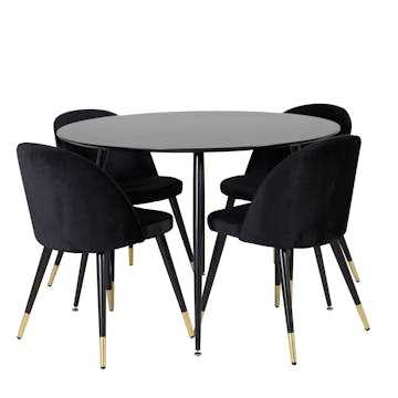 Matgrupp Venture Home Silvia med 4 Valentina Stolar Sammet Runt