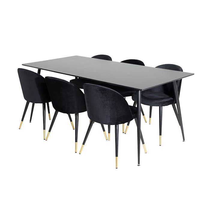 Matgrupp Sky Furniture Silvia med 6 Valentina Stolar Sammet