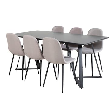 Matgrupp Venture Home Madde med 6 Pobbie Stolar Polyestertyg