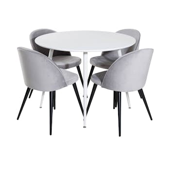 Matgrupp Venture Home Plake med 4 Valentina Stolar Sammet Runt