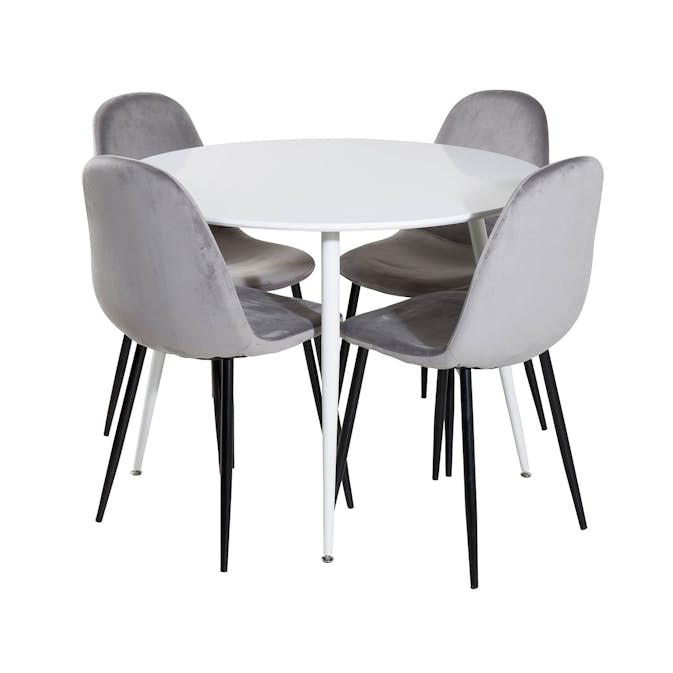 Matgrupp Venture Home Plake med 4 Pobbie Stolar Sammet Runt