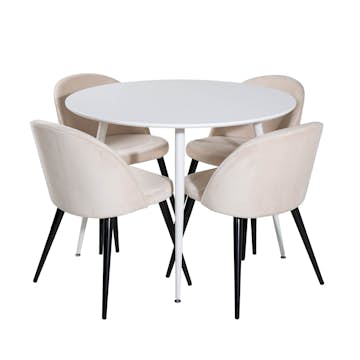 Matgrupp Venture Home Plake med 4 Valentina Stolar Sammet Runt