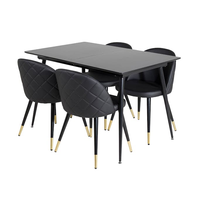 Matgrupp Venture Home Silvia med Iläggsskiva och 4 Valentina Stolar Konstläder