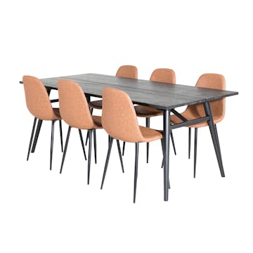 Matgrupp Venture Home Salt med 6 Pobbie Stolar Läder