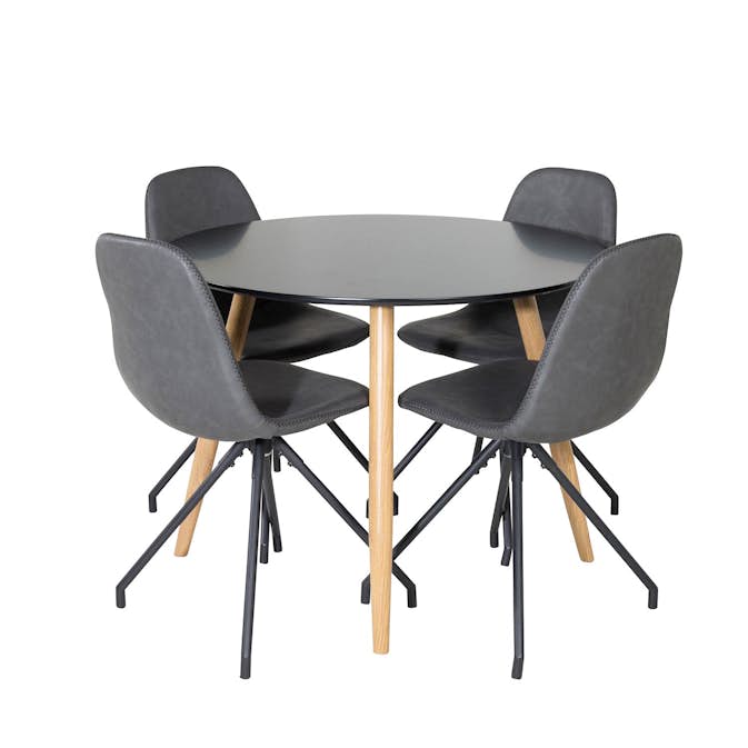 Matgrupp Venture Home Plake med 4 Pobbie Stolar Design med Snurrfunktion Konstläder