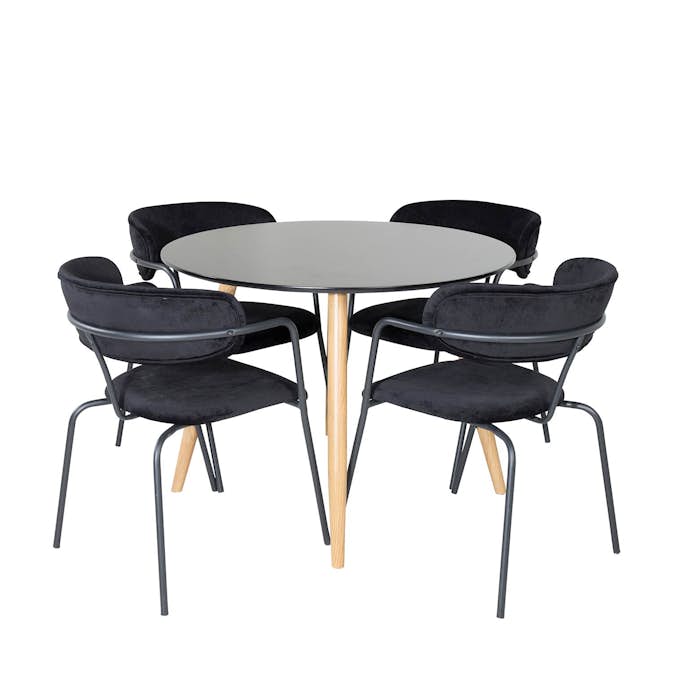 Matgrupp Venture Home Plake med 4 Aris Karmstolar Runt