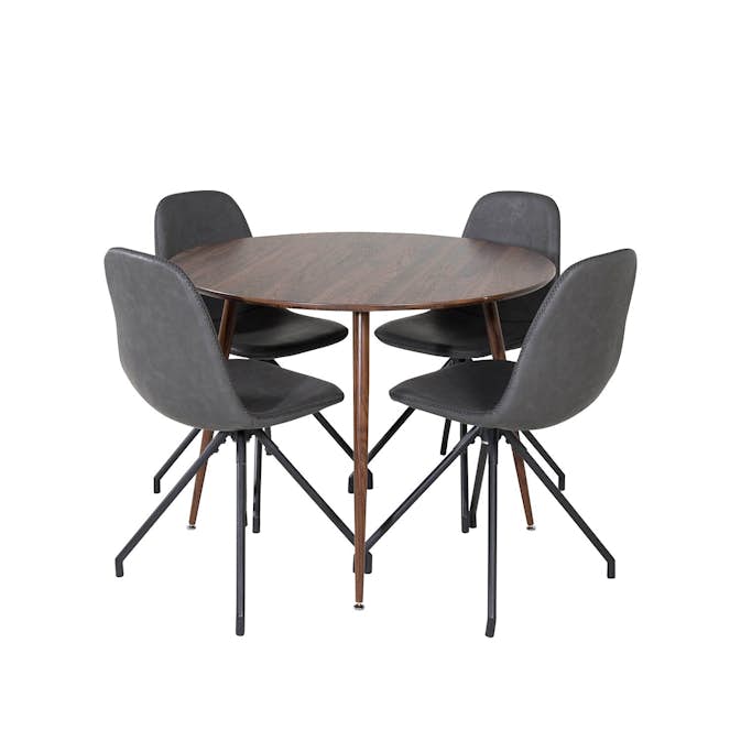 Matgrupp Venture Home Plake med 4 Pobbie Stolar Design med Snurrfunktion Konstläder