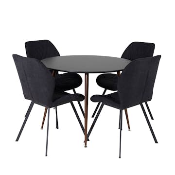 Matgrupp Venture Home Plake med 4 Geneva Stolar Runt