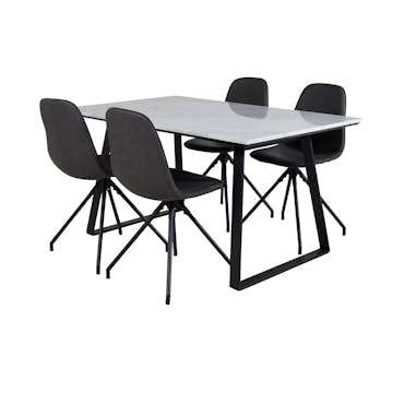 Matgrupp Venture Home Estelle 140 med 4 Pobbie Snurrfunktion Stolar Konstläder