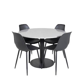 Matgrupp Venture Home Roxanna med 4 Pop Stolar Runt