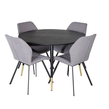 Matgrupp Venture Home Dipp Ø115 cm med 4 Gemma Stolar