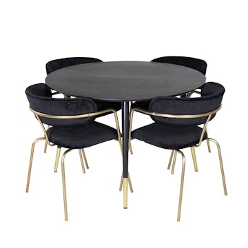 Matgrupp Venture Home Dipp Ø115 cm med 4 Arrow Stolar