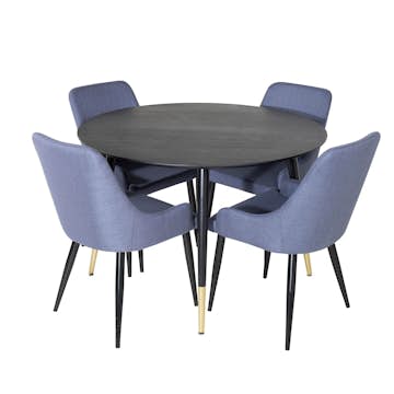 Matgrupp Venture Home Dipp Ø115 cm med 4 Plaza Stolar