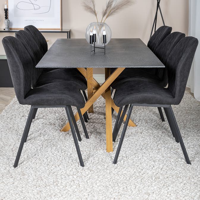 Matgrupp Venture Home Piata med 6 Geneva Stolar Polyestertyg