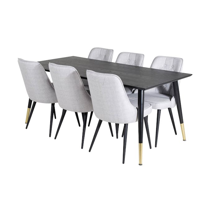 Matgrupp Venture Home Dipp med 6 Velvet Deluxe Stolar