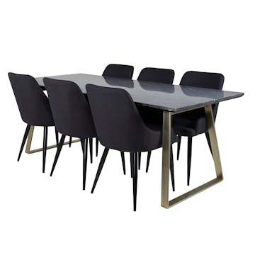 Matgrupp Venture Home Estelle med 6 Plake Fåtöljer PolyEstelletyg